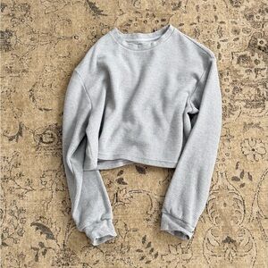 Brunette The Label Cropped Waffle Crewneck Sweatshirt - Light Gray